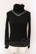 axes femme / ネックレス付きテレコトップス M ブラック O-25-06-23-099-AX-TO-YM-OS