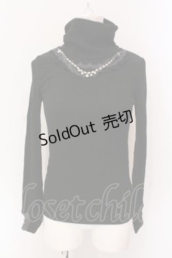 画像1: axes femme / ネックレス付きテレコトップス M ブラック O-25-06-23-099-AX-TO-YM-ZT122