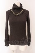 axes femme / ネックレス付きテレコトップス M ブラウン O-25-06-23-100-AX-TO-YM-OS