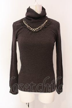 画像1: axes femme / ネックレス付きテレコトップス M ブラウン O-25-06-23-100-AX-TO-YM-OS