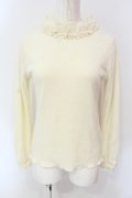axes femme / レースネックビジューパールリブプルオーバー M シロ O-25-06-23-101-AX-TO-YM-OS