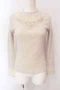 axes femme / モチーフレースリブプルオーバー M シロ O-25-06-23-103-AX-TO-YM-OS