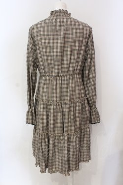 画像3: axes femme / ハイカラーチェックワンピース M ライトブラウン O-25-06-23-111-AX-OP-YM-OS