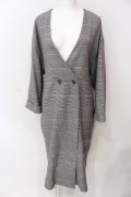axes femme / 千鳥格子ノーカラーガウンコート M グレー O-25-06-23-113-AX-CO-YM-OS