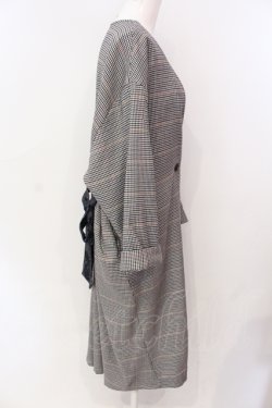 画像2: axes femme / 千鳥格子ノーカラーガウンコート M グレー O-25-06-23-113-AX-CO-YM-OS