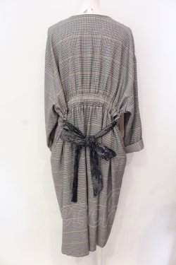 画像3: axes femme / 千鳥格子ノーカラーガウンコート M グレー O-25-06-23-113-AX-CO-YM-OS
