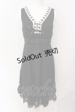 画像1: axes femme / ブーケ装飾ワンピース M クロ O-25-06-23-121-AX-OP-YM-OS