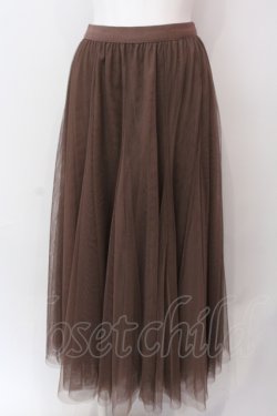 画像1: axes femme / ロングチュールスカート M ブラウン O-25-06-23-124-AX-SK-YM-OS