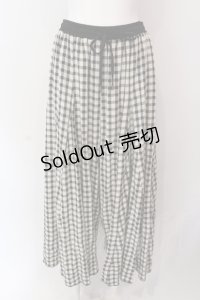 axes femme / ブロックチェックコットンワイドパンツ  クロｘシロ O-25-06-23-132-AX-PA-YM-ZT061