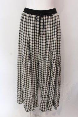 画像1: axes femme / ブロックチェックコットンワイドパンツ  クロｘシロ O-25-06-23-132-AX-PA-YM-OS