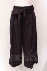 axes femme / チェック柄ワイドパンツ M ワイン O-25-06-23-133-AX-PA-YM-OS