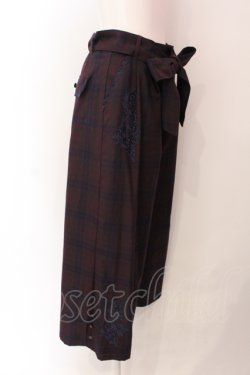 画像2: axes femme / チェック柄ワイドパンツ M ワイン O-25-06-23-133-AX-PA-YM-OS