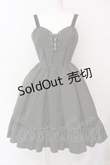 MIHO MATSUDA / 胸元レースアップジャンパースカート  グレーストライプ O-25-06-23-022-GO-OP-IG-OS