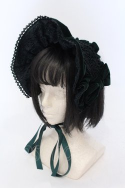 画像1: axes femme kawaii / ベルベットドールハーフボンネット  グリーン O-25-06-24-043-AX-AC-IG-OS