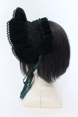 画像3: axes femme kawaii / ベルベットドールハーフボンネット  グリーン O-25-06-24-043-AX-AC-IG-OS