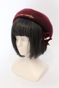 LIZ LISA / メッセージ刺繍リボンバスクベレー  ワイン O-25-06-24-060-LO-AC-IG-OS