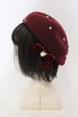 画像3: LIZ LISA / メッセージ刺繍リボンバスクベレー  ワイン O-25-06-24-060-LO-AC-IG-OS