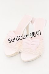 JESUS DIAMANTE / 3つリボンウッドピンヒール L ピンク O-25-06-24-090-JE-SH-OW-ZT-K003
