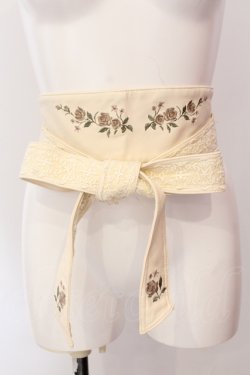 画像1: axes femme / 薔薇刺繍サッシュベルト  キナリ O-25-06-24-019-AX-ZA-OW-OS