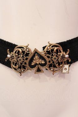画像1: axes femme / トランプモチーフゴムベルト  ゴールド×クロ O-25-06-24-024-AX-ZA-OW-OS