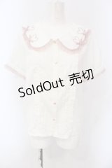 LIZ LISA / ハートスカラップリボンブラウス  シロ×ピンク O-25-06-26-035-LO-BL-IG-OS