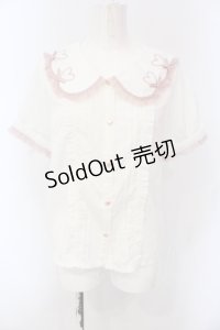 LIZ LISA / ハートスカラップリボンブラウス  シロ×ピンク O-25-06-26-035-LO-BL-IG-OS