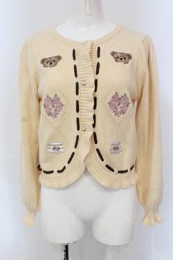画像1: axes femme kawaii / Rosy Bearニットカーデ  アイボリー O-25-06-26-038-AX-TO-IG-OS