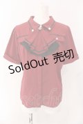 axes femme / フリルジャボ付配色ラインブラウス F ワイン O-25-06-26-052-AX-BL-OW-OS