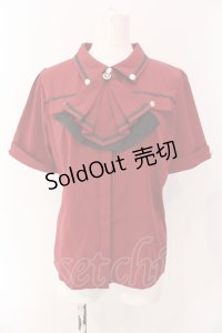 axes femme / フリルジャボ付配色ラインブラウス F ワイン O-25-06-26-052-AX-BL-OW-OS