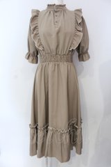 m petit by misako / NINA'SコラボAMハイショクメローワンピース S ベージュ O-25-06-26-055-LO-OP-OW-ZT0722E