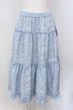 画像1: m petit by misako / NINA'S RVパニエスカート M サックス×アイボリー O-25-06-26-056-LO-SK-OW-OS