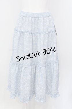 画像1: m petit by misako / NINA'S RVパニエスカート M サックス×アイボリー O-25-06-26-056-LO-SK-OW-ZT252
