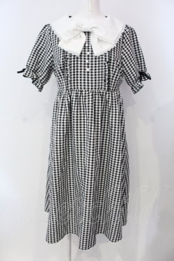 画像1: DearMyLove / リボン襟ワンピース M クロ O-25-06-26-058-EL-OP-OW-OS