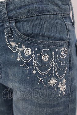 画像2: axes femme / 星×バラ刺繍デニムパンツ M ブルー O-25-06-26-007-AX-PA-OW-OS