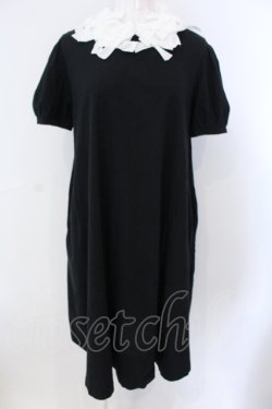 画像1: Jane Marple / リボンカラーカットワンピース M クロ×シロ O-25-06-26-073-JM-OP-OW-OS
