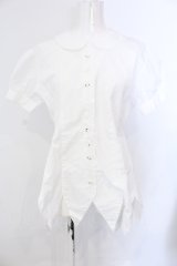 Jane Marple / ランダムカット丸襟ブラウス  シロ O-25-06-26-077-JM-BL-OW-OS