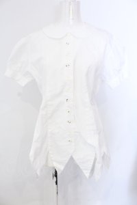Jane Marple / ランダムカット丸襟ブラウス  シロ O-25-06-26-077-JM-BL-OW-OS