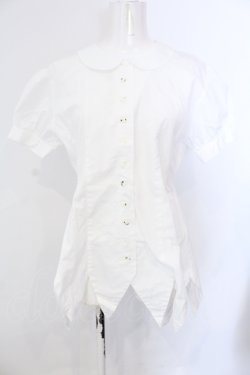 画像1: Jane Marple / ランダムカット丸襟ブラウス  シロ O-25-06-26-077-JM-BL-OW-OS