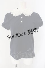 Jane Marple / レースカラーポロシャツ  ネイビー O-25-06-26-082-JM-TO-OW-OS