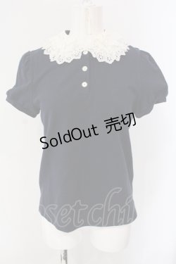 画像1: Jane Marple / レースカラーポロシャツ  ネイビー O-25-06-26-082-JM-TO-OW-OS