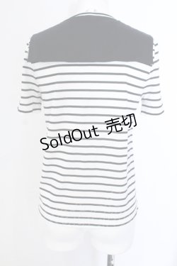 画像2: Jane Marple Dans Le Salon / スクエアカラーボーダーカットブラウス M シロ×クロ O-25-06-26-085-JM-TO-OW-ZT465