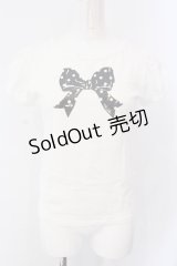 MILK / ドットリボン半袖カットソー  シロ O-25-06-26-086-ML-TO-OW-ZT209