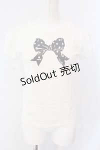 MILK / ドットリボン半袖カットソー  シロ O-25-06-26-086-ML-TO-OW-ZT209