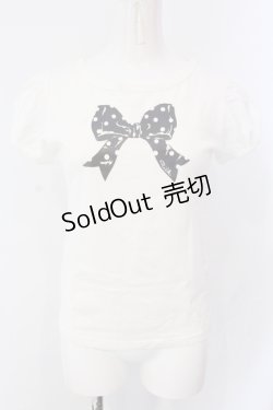 画像1: MILK / ドットリボン半袖カットソー  シロ O-25-06-26-086-ML-TO-OW-ZT209