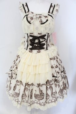 画像1: metamorphose / スワンレースシフォンフリルジャンパースカート  キナリ O-25-06-26-093-ME-OP-OW-OS