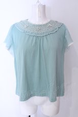 画像1: axes femme / 襟刺繍トップス M グリーン O-25-06-26-099-AX-TO-OW-ZT459 (1)