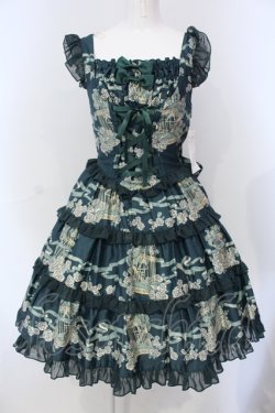 画像1: metamorphose / Rose Cageティアードジャンパースカート  グリーン O-25-06-26-018-ME-OP-IG-OS