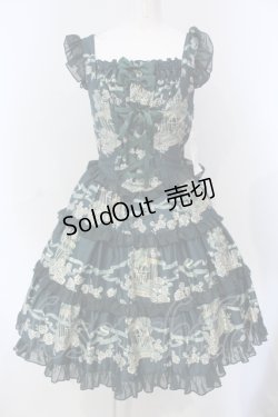 画像1: metamorphose / Rose Cageティアードジャンパースカート  グリーン O-25-06-26-018-ME-OP-IG-OS