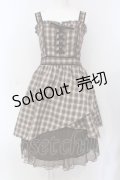 axes femme POETIQUE / 裾チュールデザインチェック柄ジャンスカ M ブラウン O-25-06-26-021-AX-OP-IG-OS