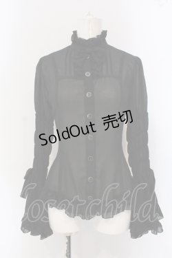 画像1: metamorphose / シャーリング姫袖ブラウス（シフォンジョーゼット）  クロ O-25-06-26-022-ME-BL-IG-OS